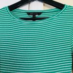 BCBGMAXAZRIA BCBG Green & White Striped Lightweight Stretchy Sweater Midi Bodycon Dress | XS Photo 3