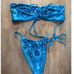 Blackbough  Swimsuit Bikini Set Blue Tie Dye Circle Print Medium Photo 0