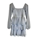 Madden NYC Babydoll Sky Blue Gingham Tiered Ruffle Dress Size M Photo 2