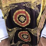 Vintage 70s Boho Kaftan Batik Golden Baroque Art Print Maxi Dress OS Brown Size undefined Photo 5