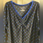 Cacique  night shirt gown black blue fleece long line polka dot 26/28 NWT Photo 2