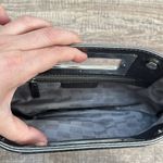 MICHAEL Michael Kors Metallic Grey Leather Top Handle Frame Clutch Gray Photo 3