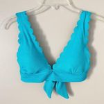Aerie Size S Blue Scalloped Edge Triangle Back Tie Swim Top Spring Summer Beach Photo 0