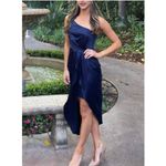 Lulus Law of Attraction Navy Blue One-Shoulder Asymmetrical Midi Dress XS Photo 8