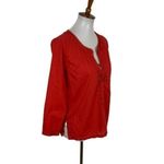 Calypso St. Barth  Red Embroidered Boho Cotton Blouse S Keyhole Neckline Chic Photo 3