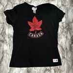 Hudson Bay Canada Olympic Rings Black T Shirt Womens Sz XL Maple Leaf Graphic Photo 1