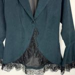The Pyramid Collection Corduroy Corset Lace Up Jacket Sz Small Lace Trim Black Photo 5