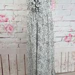 EXPRESS  Women's V-neck Ruffled Trim High Slit Maxi Dress Black/White Size XL Photo 4