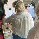 Free People   V-Neck Long Sleeve Cropped Top Beige Size XS Photo 4