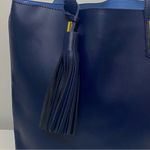 joy & iman  Tassel Chic Leather Handbag with Fabric Photo 4