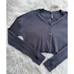 SKIMS Waffle Henley Long Sleeve Ash Size XL Photo 3