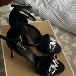 Michael Kors  Black Heels with Silver Logo Photo 2