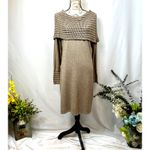 Philosophy Cowl Neck Crochet Overlay with Matching Cuffs Dress Taupe XL Photo 2
