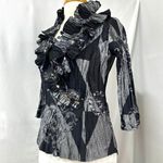 ALEXANDRA ROSATI Black Gray Pleated Embellished Blouse Womens S Black Witch Goth Photo 2