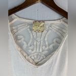 Free People  M Boho Lace Trim V-Neck Long Sleeved Top in Off-White Photo 2