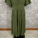 Kings Road Chic Olive Midi Dress with Button Detail Green Size 3X Photo 1