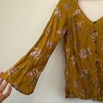 Billabong  Forget Me Knot Shirt Mustard Yellow V-Neck Button Down Blouse JRS XS Photo 10