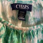 CHAPS  Womens Top Bouse Shirt L Large Green & White Striped Print Beachy Beach Photo 1