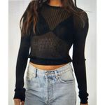 Free People H2O Crew Pullover Open Weave Knit Crop Top Black Size M Photo 1