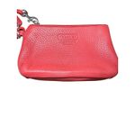 Coach Pink Pebble Leather Wristlet Pouch Cosmetic Bag Tassel Charm Photo 1