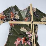 Gilli Dress Womens Small Floral Wrap Midi Half Sleeve Boho Made in USA Spring Green Photo 3