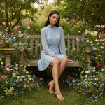 House of Harlow  1960 x REVOLVE Blue Smocked Mini Ruffled Floral Dress Size M Photo 9