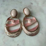 Vintage Dangle Long Pierced Rose Gold‎ Enamel Earrings Gold Photo 3