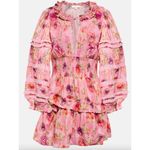 Love Shack Fancy Clarkie Floral Smocked Mini Dress Pink Multi Size S Photo 4