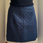Loft Dark Blue Quilted Metallic Mini Skirt SZ XL Photo 1