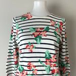Lands' End  Striped Floral Print Pullover Sweater Photo 1
