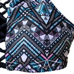 Rue 21 Rue Blue Geometric Cutout High Neck Halter Swim Top Photo 2