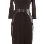 Rickie Freeman Teri Jon Sheath Dress Faux Leather Brown Size 4 Photo 0