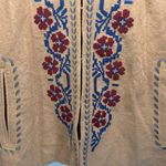 Champagne and Strawberry Tan Poncho with Blue Maroon & Yellow Embroidery M/L Size L Photo 5
