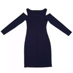 Lauren Ralph Lauren Cocktail Wrap Dress Womens 6 Navy Cold Shoulder Long Sleeve Blue Photo 8