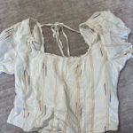 Free People  Serotonin Corset Top Cotton Peasant Cop Puff Sleeve White size medium  Photo 1