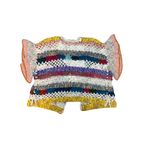 Anthropologie Cardigan Sweater Hand Knit Mia Crochet Multi Striped Crop M/L NWT Photo 2