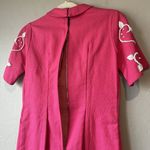 Women’s Vintage 50s Dress Hot Bright Pink Beaded maximalist career preppy retro Photo 13