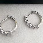 CZ Cubic Zirconia Silver Hoop Earrings for Women Photo 0