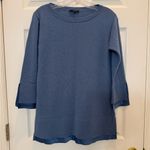Lafayette 148 Blue Cashmere Satin Layered Sweater Size Small Photo 1