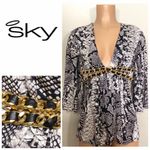 New. SKY snake print plunge neck top with chain detail. Retails $189 Black Size M Photo 1