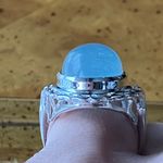 Natural Aquamarine Cocktail Ring Size 6 Silver Photo 1