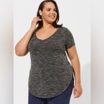 Torrid  Lyocell Black Spacedye V-Neck Short Sleeve Active Tunic - size 1 Photo 7