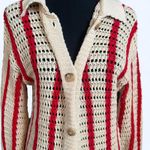 Vintage 2000’s Red and cream striped crochet cardigan Size Small Photo 1