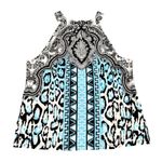 INC  Petite Halter Neck Printed Blouse in Blue/White, Size PL​​ Photo 1