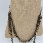 Vtg Layered Chain Necklace 28" Gold Tone Beaded Rhinestone Accent Rustic Rocker Photo 10