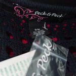 Peck & Peck Black Crochet Fringe Cardigan sweater size s/m Photo 7