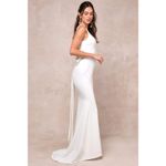 Lulus NWT Loving Fate White Bow Square Neck Backless Maxi Dress Wedding Bride S Photo 3