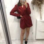 ZARA Red Houndstooth Jumpsuit Dress Photo 8
