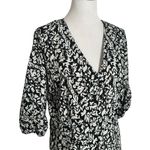 Womens Floral Print Midi Dress Pernilla Wahlgren Size M Black Modest‎ Faux Wrap Size M Photo 6