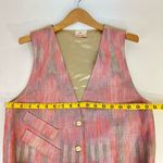 Vintage Linen Vest Pastel Aztec Small Western Button Up 90s Pink Retro Photo 4